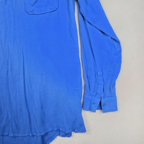 Mynah Womens Swim Coverup M Blue Long Sleeve V-Neck Cruise Beach 100% Rayon - Picture 4 of 15